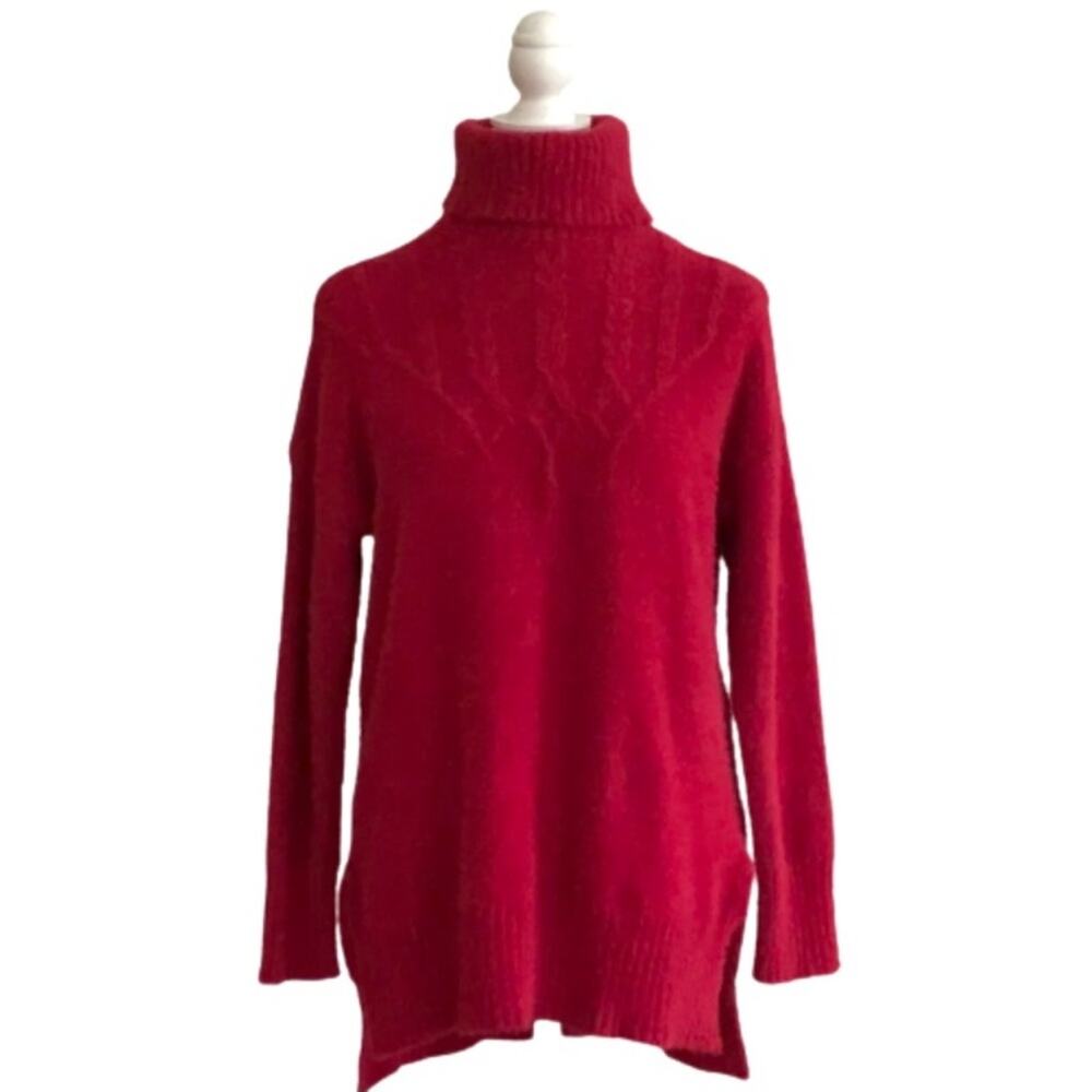 Maurices Sweater Top Red Soft Knit Pullover Tunic Turtleneck Relaxed Small NEW